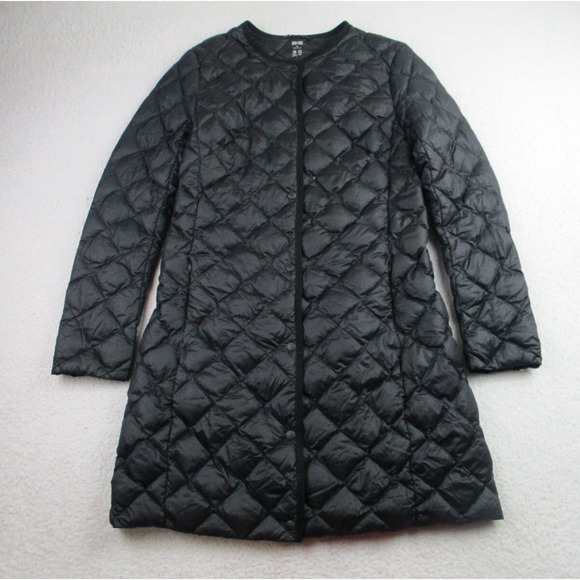 Uniqlo Diamond Quilted Down Coat Women XS Long Jacket Lightweight Packable Japan - Picture 1 of 8